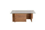 Salontafels - Rechthoekige Moderne Salontafel Vetroni Atlantisch Dennenhout Look - Glas - 105x65 cm - Dimehouse