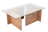 Salontafels - Rechthoekige Moderne Salontafel Vetroni Atlantisch Dennenhout Look - Glas - 105x65 cm - Dimehouse