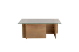 Salontafels - Rechthoekige Moderne Salontafel Honey Eikenhout Look - Glas - 105x65 cm - Dimehouse