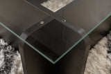 Salontafels - Salontafel Zwart Hout Melamine Glas Opal 105x65x30 cm - Dimehouse