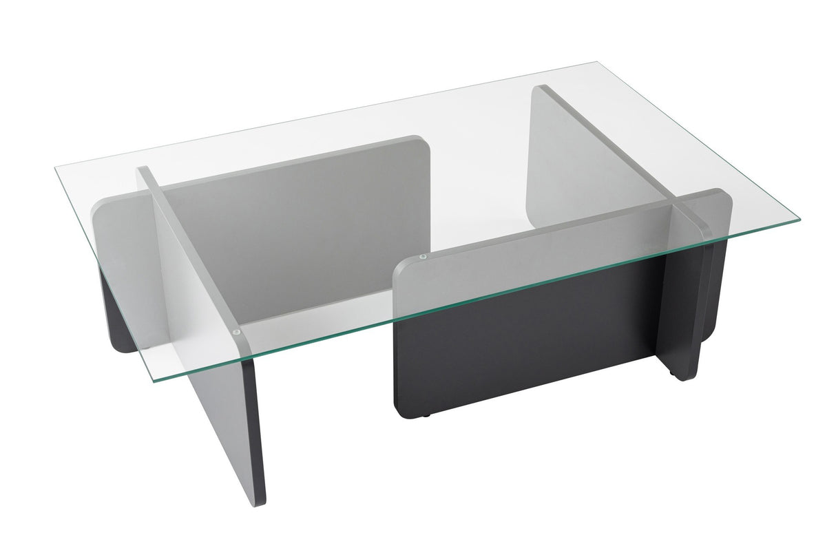 Salontafels - Salontafel Glas Antraciet Opal 105x65 cm - Dimehouse