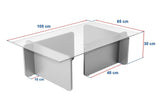Salontafels - Salontafel Atlantisch Dennenhout Melamine Glas Opal 105x65x30 cm - Dimehouse