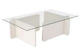 Salontafels - Salontafel Wit Melamine Glas Opal 105x65x30 cm - Dimehouse