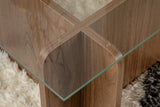 Salontafels - Salontafel Naturel Walnoot Glas Opal 105x65x30 cm - Dimehouse