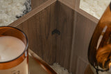 Salontafels - Salontafel Naturel Walnoot Glas Opal 105x65x30 cm - Dimehouse