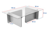 Salontafels - Salontafel Naturel Walnoot Glas Opal 105x65x30 cm - Dimehouse