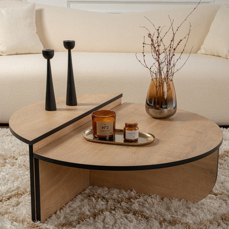 Salontafels - Salontafel Rond 85 cm Naturel Eikenlook Melamine Orin - Dimehouse