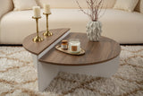 Salontafels - Ronde salontafel Orion walnoot en wit melamine 90x60 cm - Dimehouse