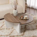 Salontafels - Ronde salontafel Orion walnoot en wit melamine 90x60 cm - Dimehouse
