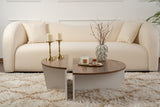 Salontafels - Ronde salontafel Orion walnoot en wit melamine 90x60 cm - Dimehouse