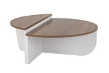 Salontafels - Ronde salontafel Orion walnoot en wit melamine 90x60 cm - Dimehouse
