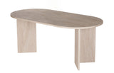 Eettafels - Ovale eettafel travertin melamine - Japandi - 180x89,5x75 cm - Sota - Dimehouse
