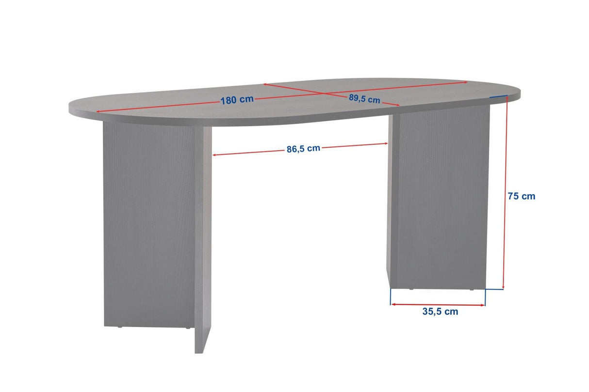 Eettafels - Ovale eettafel Zwart melamine - Japandi - 180x89,5x75 cm - Sota - Dimehouse