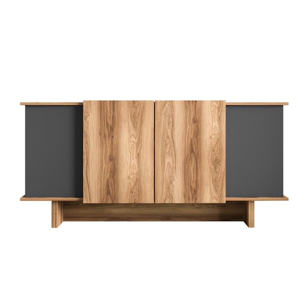 Diana Sideboard mit offenen Fächern 180 cm Anthrazit, Walnuss Melaminbeschichtetes Holz