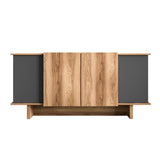 Diana Sideboard mit offenen Fächern 180 cm Anthrazit, Walnuss Melaminbeschichtetes Holz
