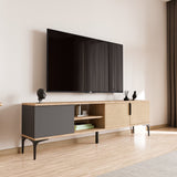 Sideboard Tarz in Anthrazit-Eichenoptik 180 cm Anthrazit, Eichenoptik Melaminharzbeschichtetes Holz