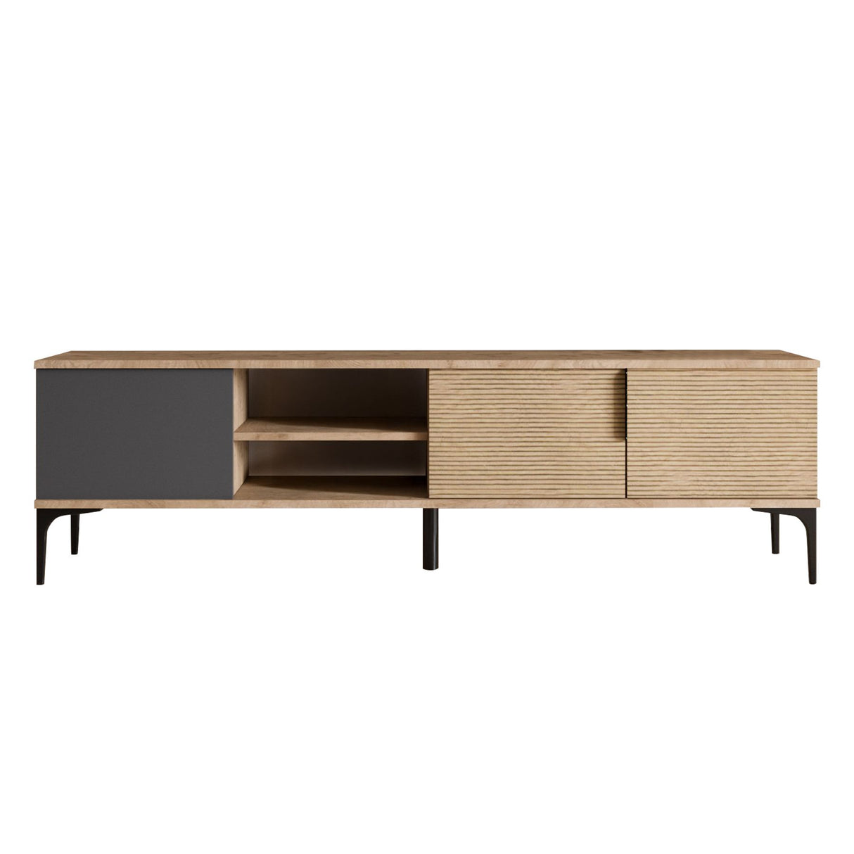 Sideboard Tarz in Anthrazit-Eichenoptik 180 cm Anthrazit, Eichenoptik Melaminharzbeschichtetes Holz