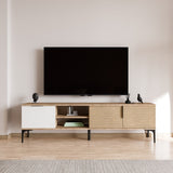Sideboard Tarz in Weißeichenoptik 180 cm Weiß, Eichenoptik Melaminbeschichteter Holzverbundstoff