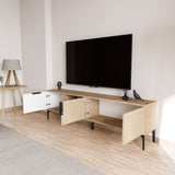 Sideboard Tarz in Weißeichenoptik 180 cm Weiß, Eichenoptik Melaminbeschichteter Holzverbundstoff