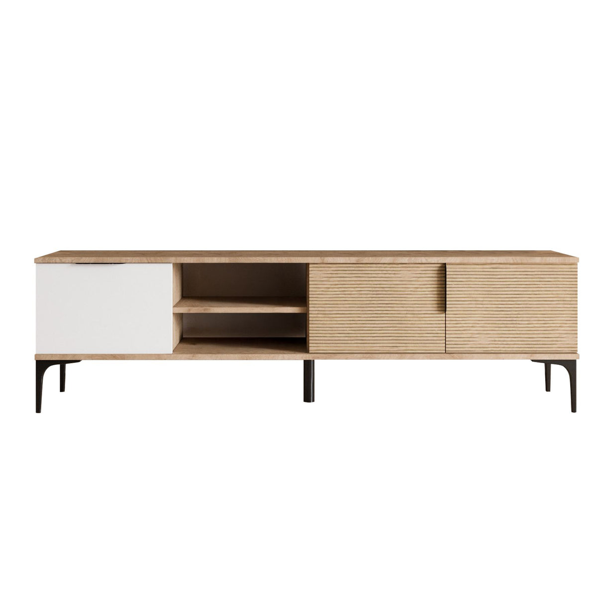 Sideboard Tarz in Weißeichenoptik 180 cm Weiß, Eichenoptik Melaminbeschichteter Holzverbundstoff