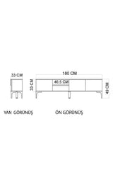 Sideboard Tarz in Weißeichenoptik 180 cm Weiß, Eichenoptik Melaminbeschichteter Holzverbundstoff
