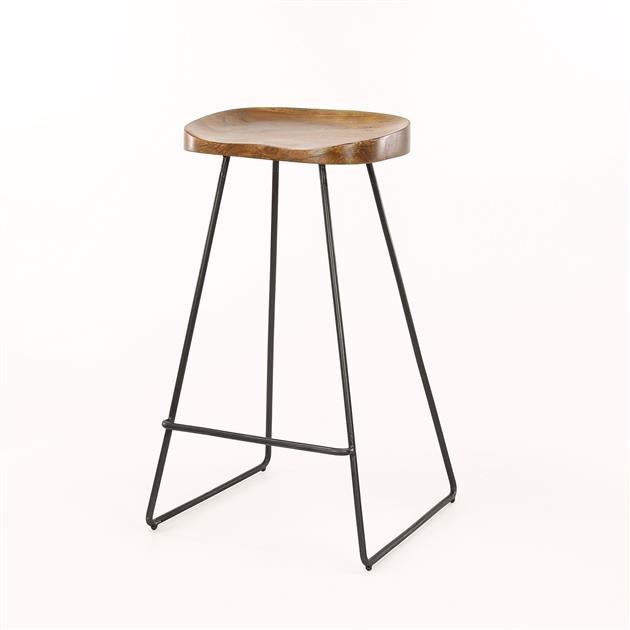 Barkrukken - Set van 4 Barkrukken Lenn Acaciahout - Zithoogte 71 cm - Zonder Rugleuning - Dimehouse