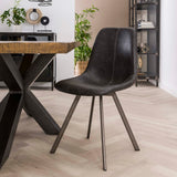 Eetkamerstoelen - Eetkamerstoel Zwart Siena Saddle PU Kunstleer - Dimehouse