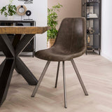 Eetkamerstoelen - Eetkamerstoel Taupe Siena Saddle PU Kunstleer - Dimehouse