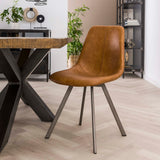 Eetkamerstoelen - Eetkamerstoel Bruin Siena Saddle PU Kunstleer - Dimehouse