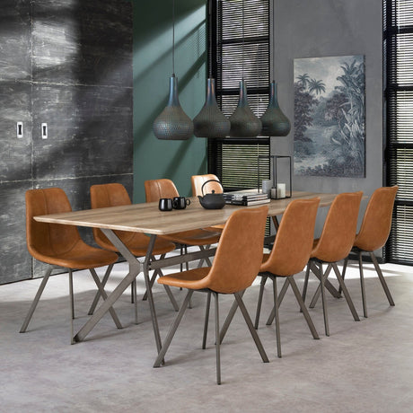 Eetkamerstoelen - Set van 4 Eetkamerstoelen Siena Saddle PU bruin - Dimehouse
