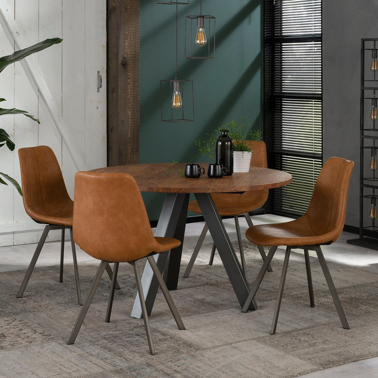 Eetkamerstoelen - Eetkamerstoel Bruin Siena Saddle PU Kunstleer - Dimehouse