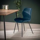 Eetkamerstoelen - Chique Eetkamerstoel Argo Velvet Blauw - Zonder Armleuningen - Dimehouse