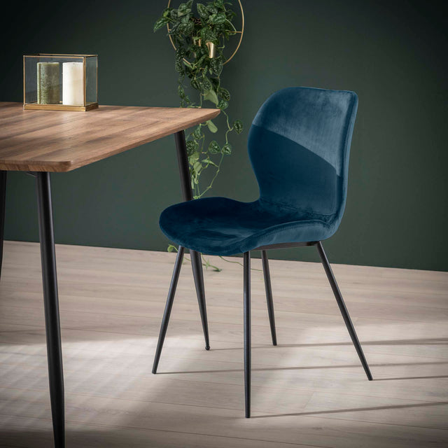 Eetkamerstoelen - Chique Eetkamerstoel Argo Velvet Blauw - Zonder Armleuningen - Dimehouse