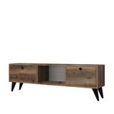 TV Meubels - TV Meubel Serenat Walnoot Zwart Melamine 138x42,6x29,5 cm - Dimehouse