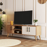 TV Meubels - TV Meubel Exxen Eik Wit Melamine 150x52x34 cm - Dimehouse
