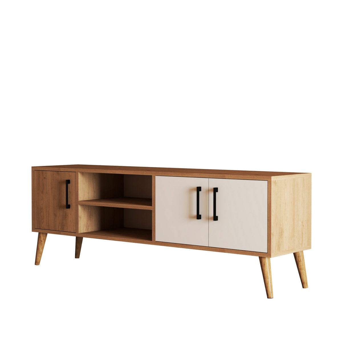 TV Meubels - TV Meubel Exxen Eik Wit Melamine 150x52x34 cm - Dimehouse