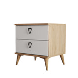 Nachtkastjes - Nachtkastje Versa Eik Wit Melamine 52x55,1x45 cm - Dimehouse