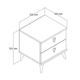 Nachtkastjes - Nachtkastje Versa Eik Wit Melamine 52x55,1x45 cm - Dimehouse