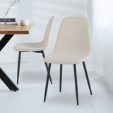 Eetkamerstoelen - Set van 4 Scandinavische Eetkamerstoelen Crème Bouclé Stof Swift - Zonder Armleuningen - Dimehouse