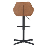 Barkrukken - Venom Barkruk Cognac Eco - leer - Verstelbare Draaibare Barstoel met Armleuning - Dimehouse