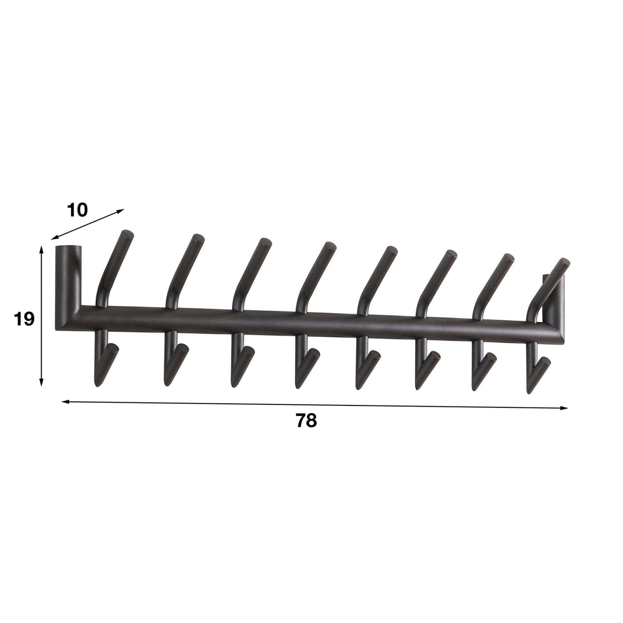 Kapstokken - Kapstok Kym 2x8 Haken Mat Donkergrijs 78 cm - Dimehouse