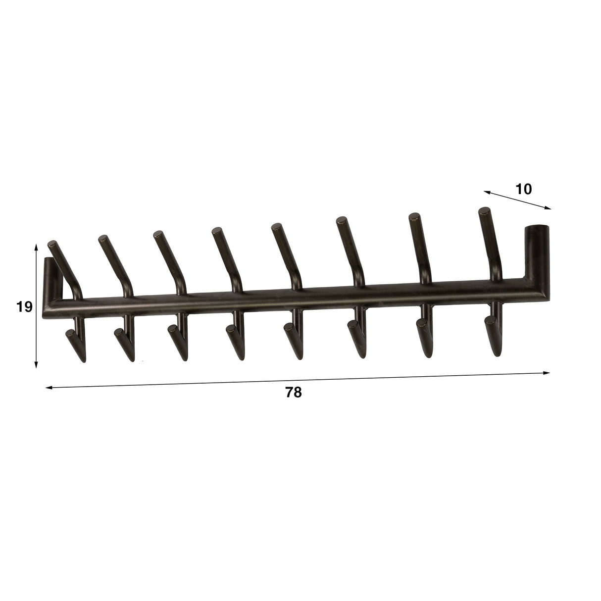 Kapstokken - Kapstok Kym Drift Brown 2x8 Haken 78 cm - Dimehouse