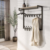 Kapstokken - Wandkapstok Aria 3x7 haken Travertine Melamine Bronskleurig - Dimehouse