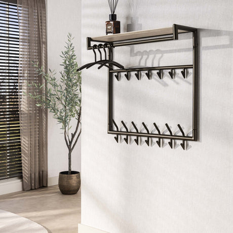 Kapstokken - Wandkapstok Aria 3x7 haken Travertine Melamine Bronskleurig - Dimehouse