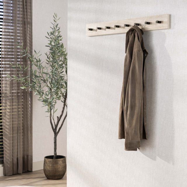 Kapstokken - Kapstok Borea Keramiek Travertin 8 Haken 80 cm - Dimehouse