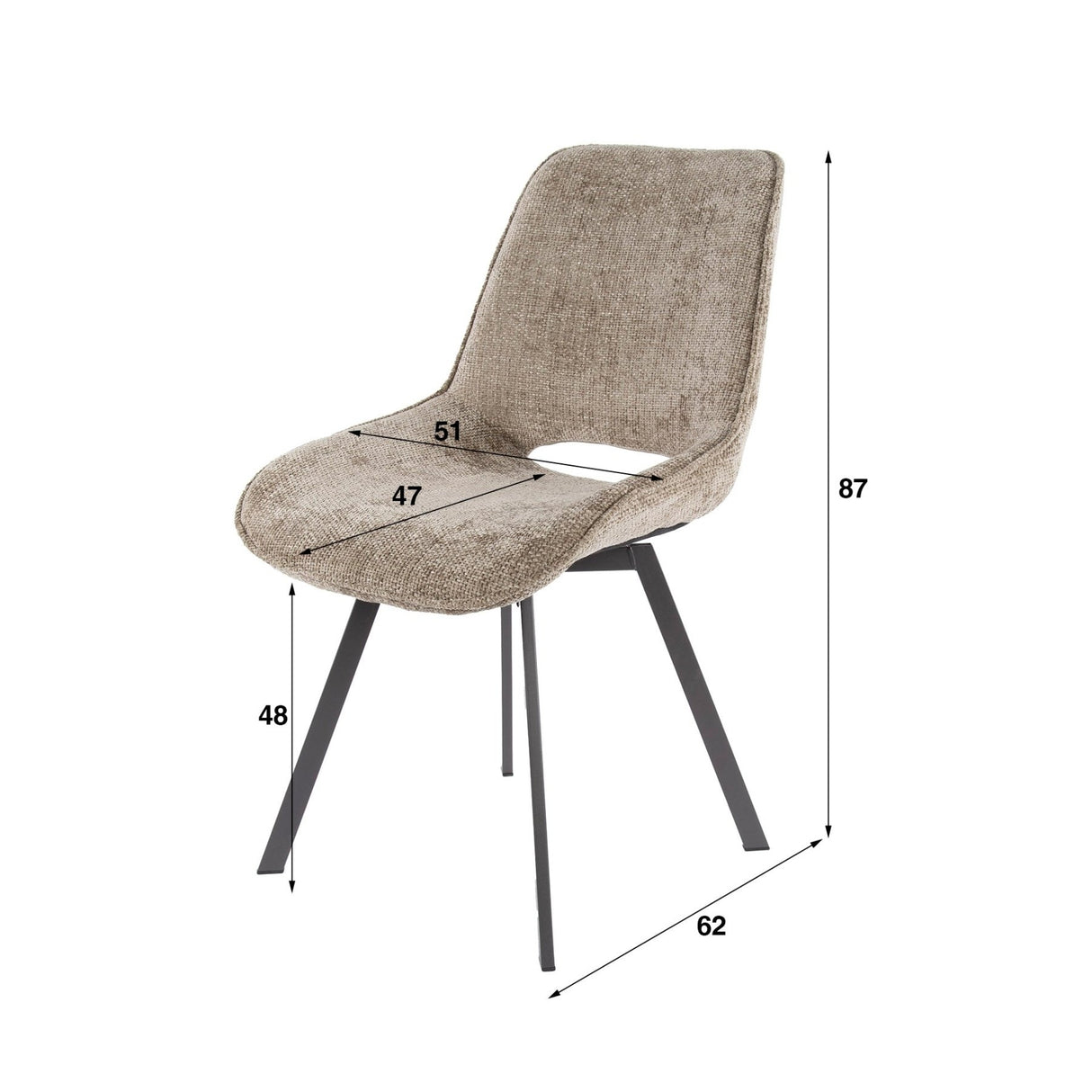 Eetkamerstoelen - Moderne Eetkamerstoel Riviera Rich Champagne Draaibaar Zonder Armleuningen - Dimehouse