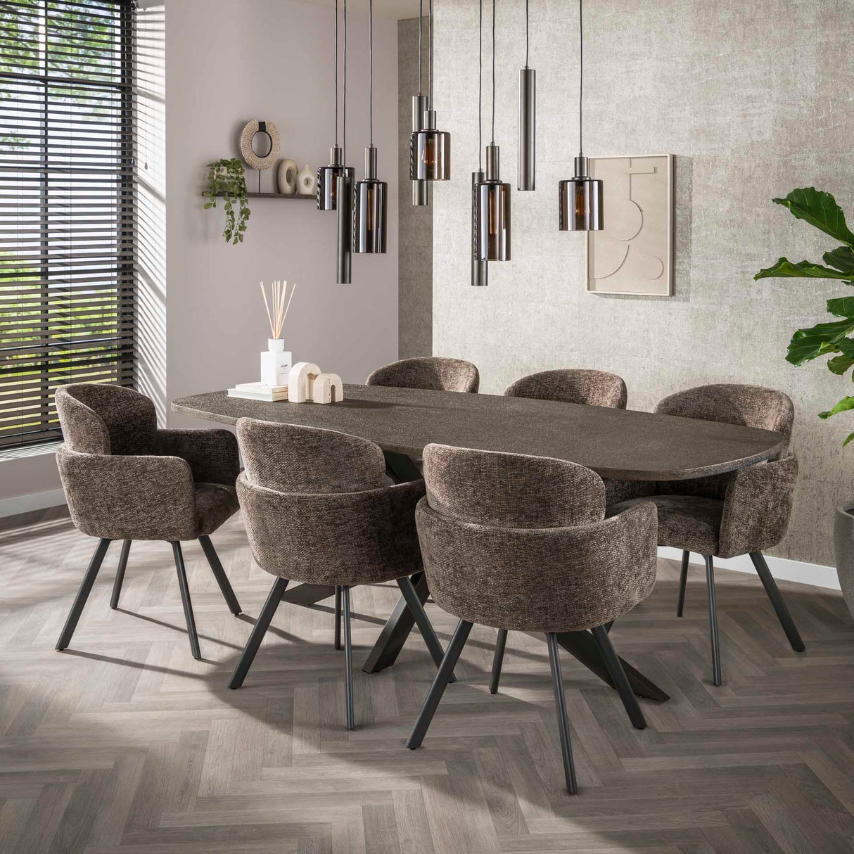 Eetkamerstoelen - Set van 2 Moderne eetkamerstoelen Luma Hoven Rich Taupe - Dimehouse