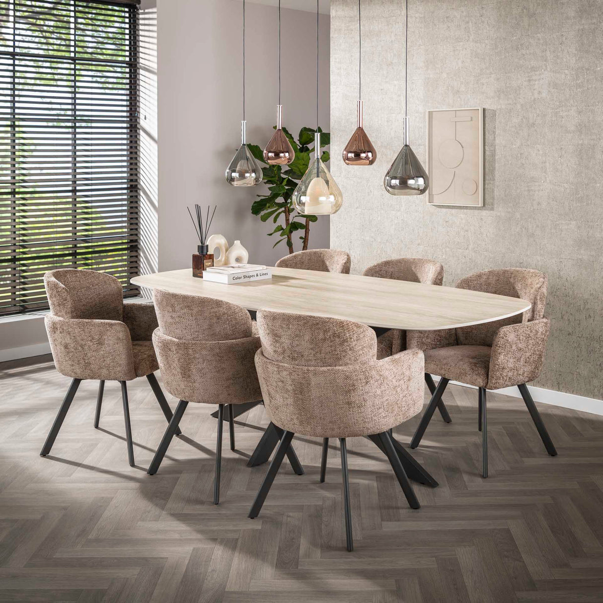 Eetkamerstoelen - Set van 2 Moderne eetkamerstoelen Luma Hoven Rich Champagne - Dimehouse