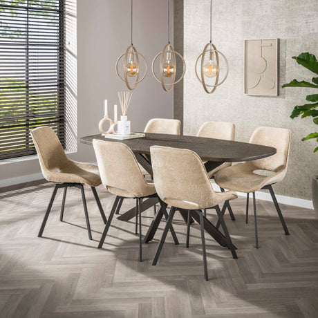 Eetkamerstoelen - Set van 4 Eetkamerstoelen Avero draaibaar Jaroq zand - Dimehouse