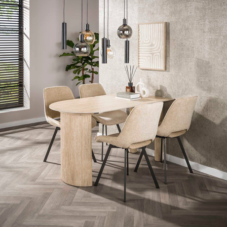 Eetkamerstoelen - Set van 4 Eetkamerstoelen Avero draaibaar Jaroq zand - Dimehouse